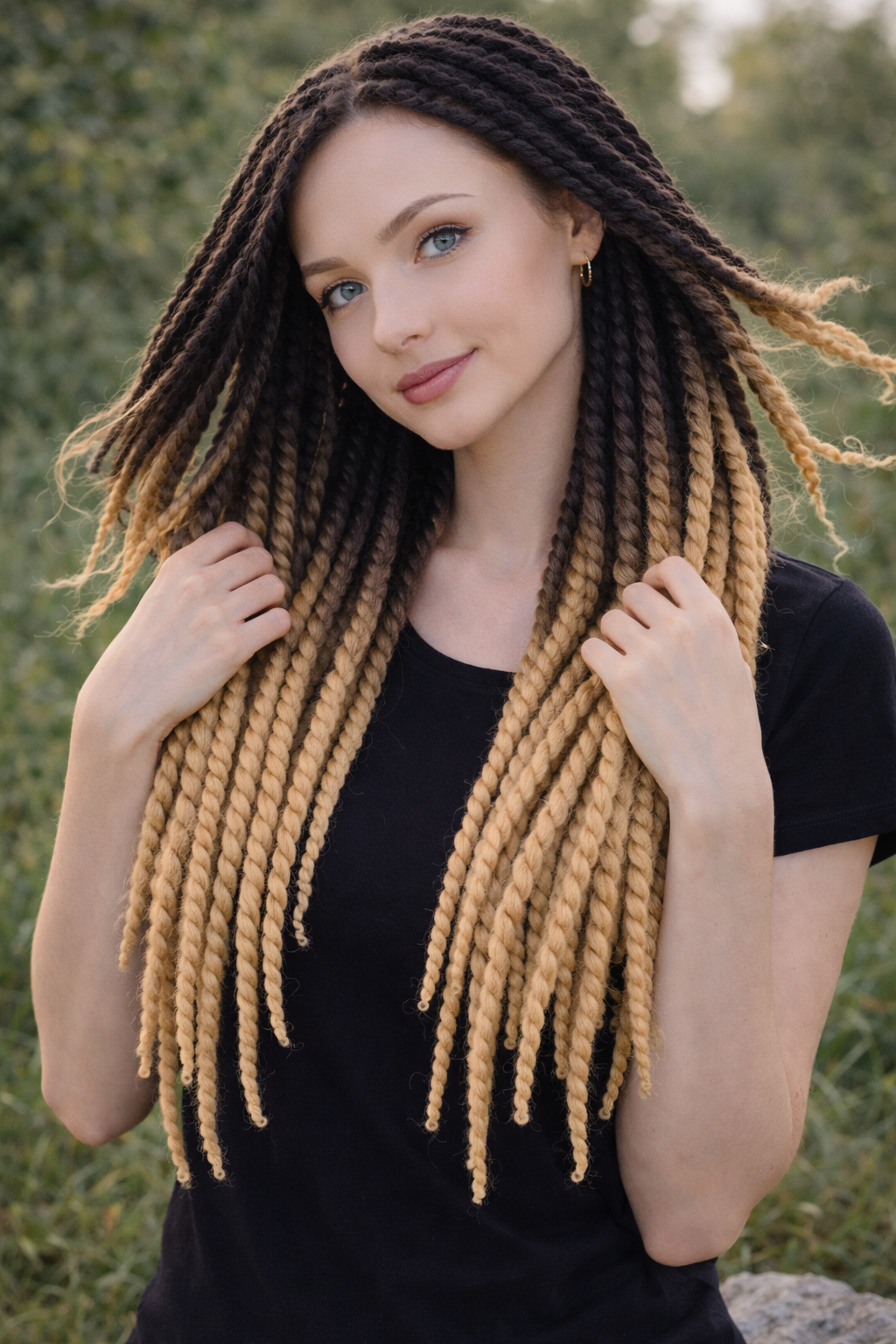 Black Sandy Blonde Ombre Twist Extensions – Havana Twist Mambo, Lightweight Twists