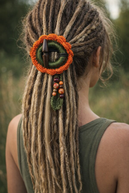 Boho Dreadlock Hair Tie – Crochet Holder for Dreads & Braids, Handmade Accessory