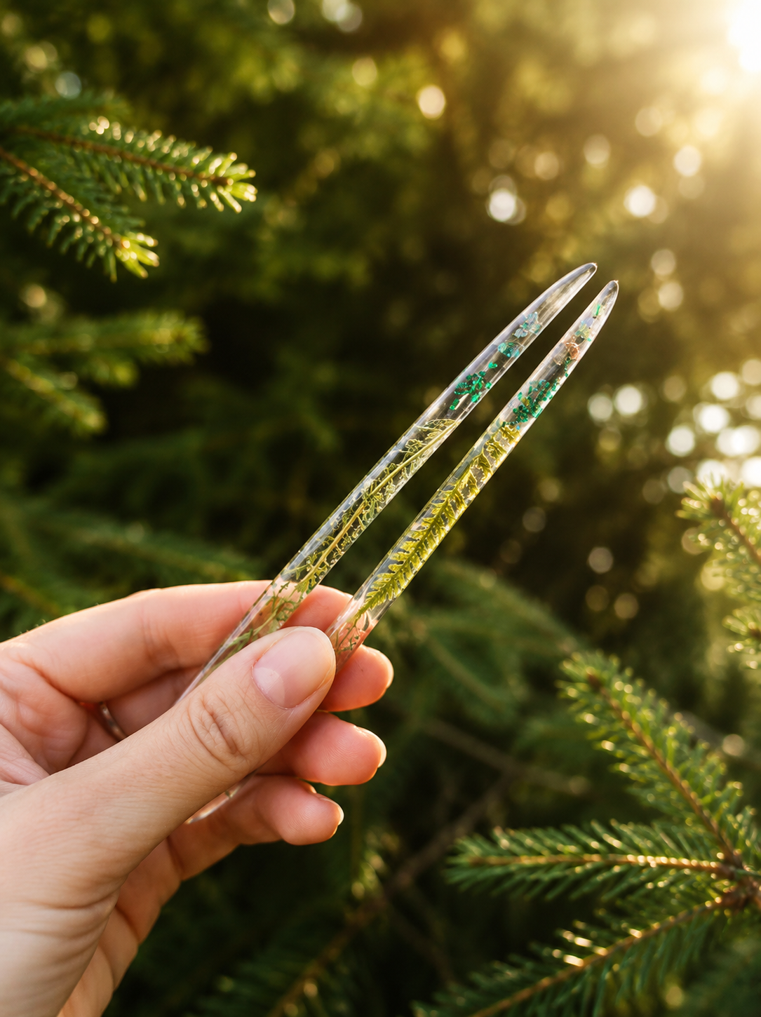 Epoxy Resin Hair Fork with Real Phlox Flower – Botanical Bun Holder for Dreads