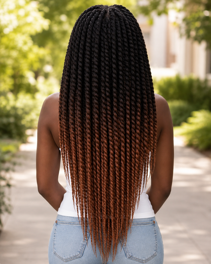 Black Chestnut Brown Ombre Twist Extensions – Havana Twist Mambo, Lightweight Twists