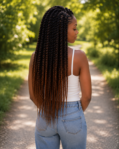 Black Chestnut Brown Ombre Twist Extensions – Havana Twist Mambo, Lightweight Twists