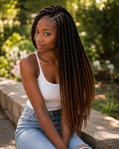 Black Chestnut Brown Ombre Twist Extensions – Havana Twist Mambo, Lightweight Twists