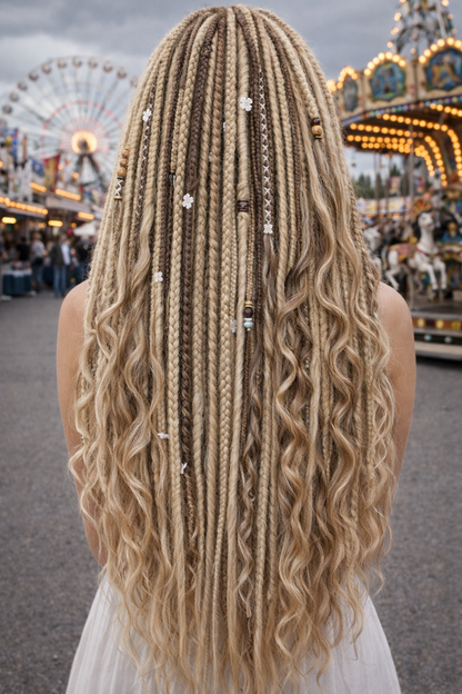 Boho Blonde Dreadlock Extensions | Textured Synthetic DE Dreads