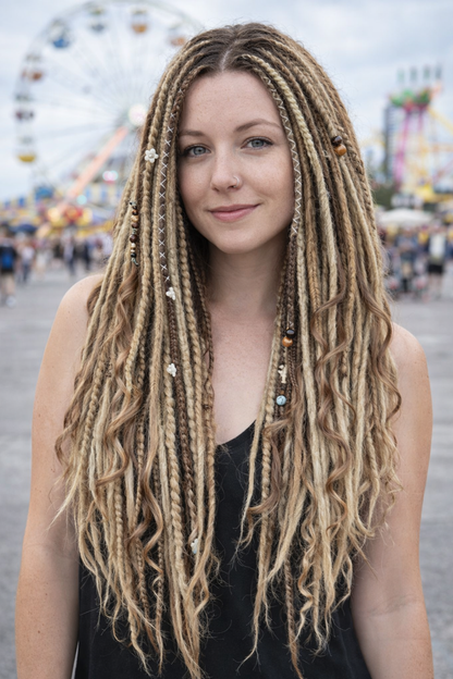 Boho Blonde Dreadlock Extensions | Textured Synthetic DE Dreads