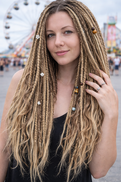Boho Blonde Dreadlock Extensions | Textured Synthetic DE Dreads