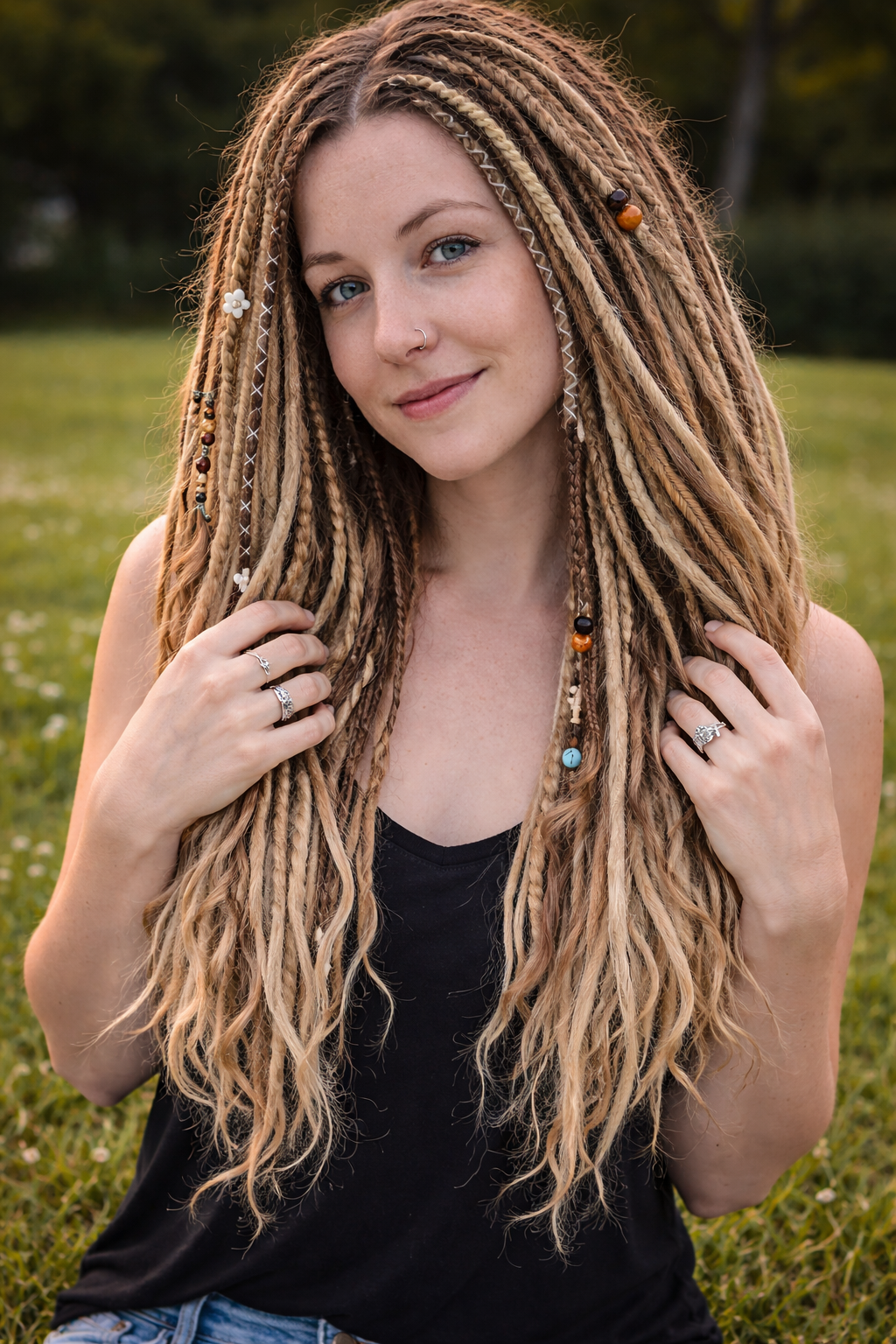 Boho Blonde Dreadlock Extensions | Textured Synthetic DE Dreads