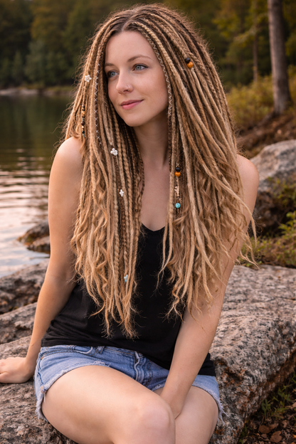 Boho Blonde Dreadlock Extensions | Textured Synthetic DE Dreads