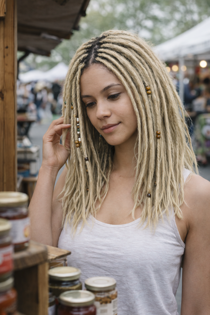 Kurze blonde Dreadlock-Extensions 12 Zoll – Leichte Kunsthaardreads, weich & natürlicher Look
