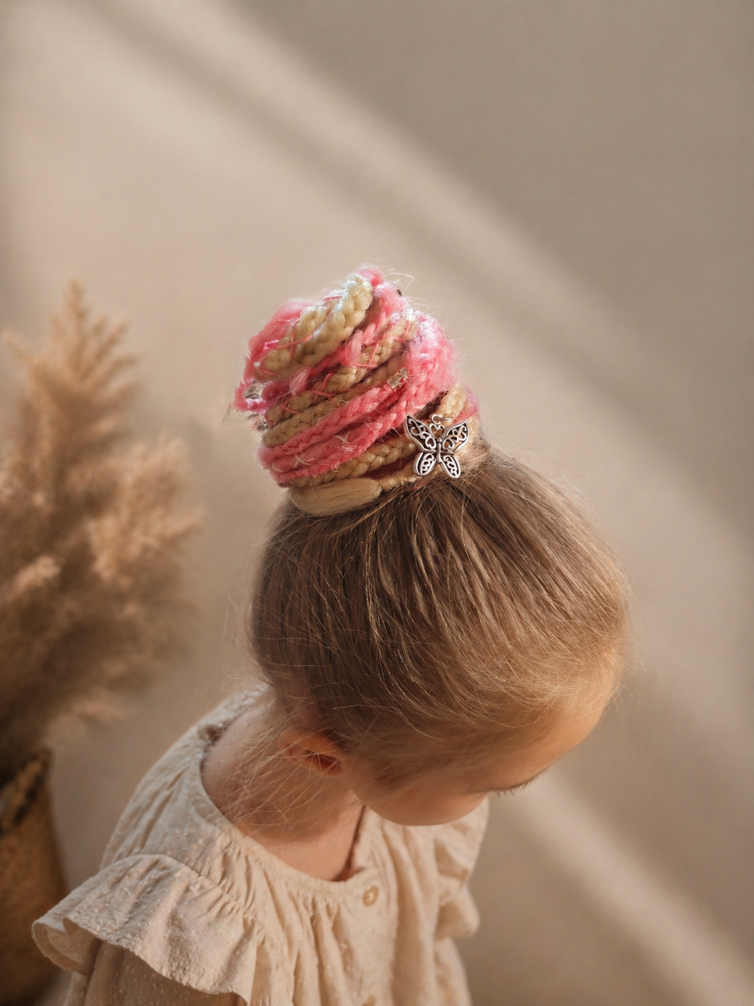 Kids Pink Blonde Dreadlock Ponytail – Boho Hair Extension