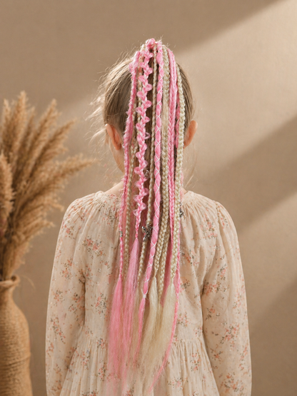 Kids Pink Blonde Dreadlock Ponytail – Boho Hair Extension