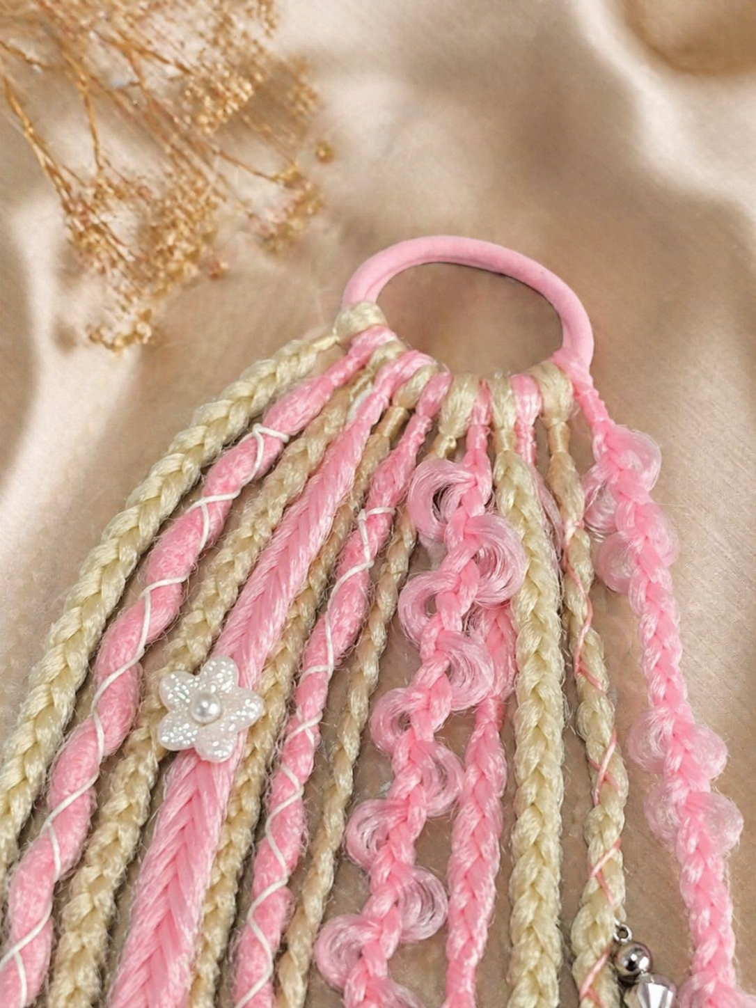 Pink Blonde Dreadlock Ponytail – Boho Synthetic Dreads Hair Extension