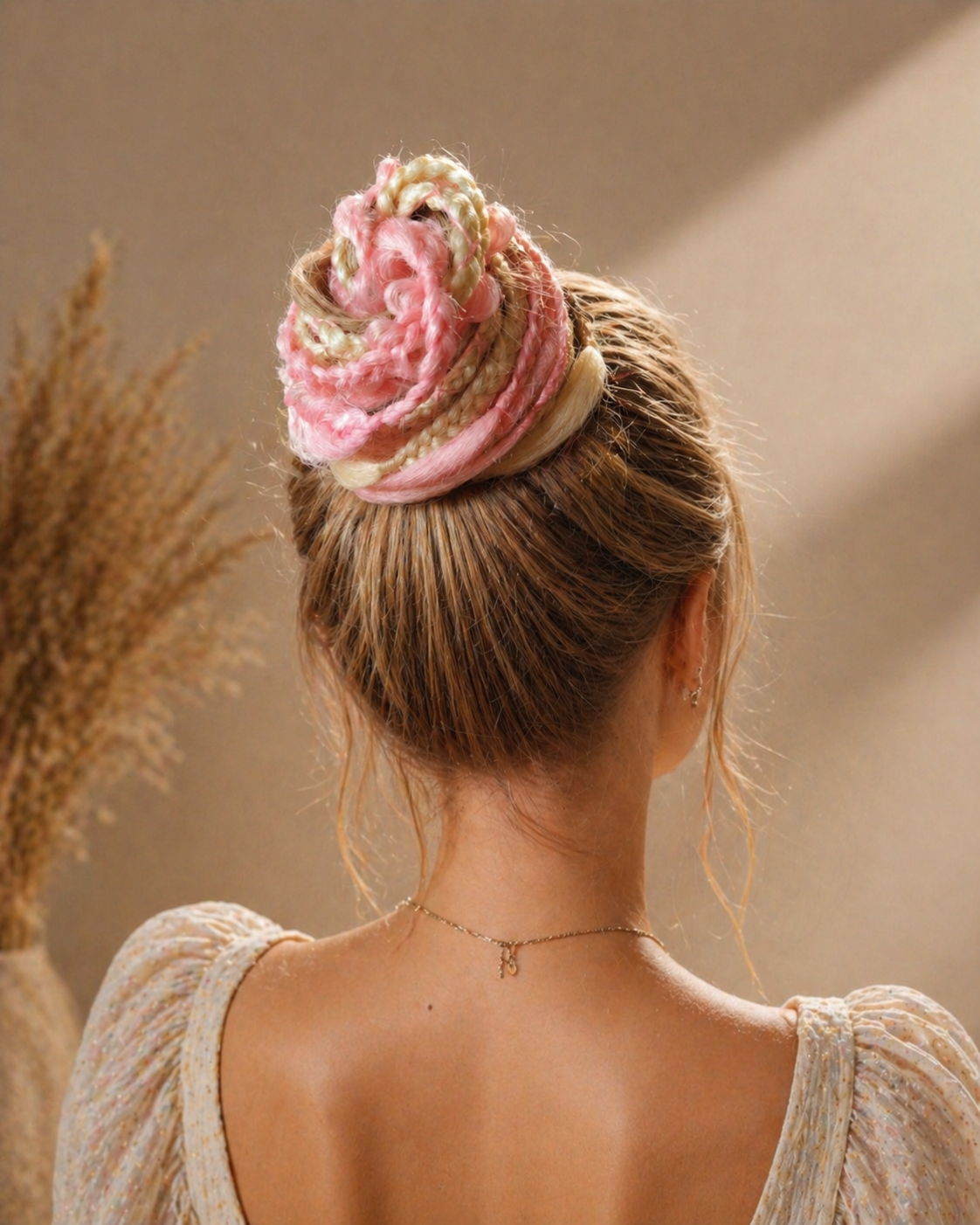 Pink Blonde Dreadlock Ponytail – Boho Synthetic Dreads Hair Extension