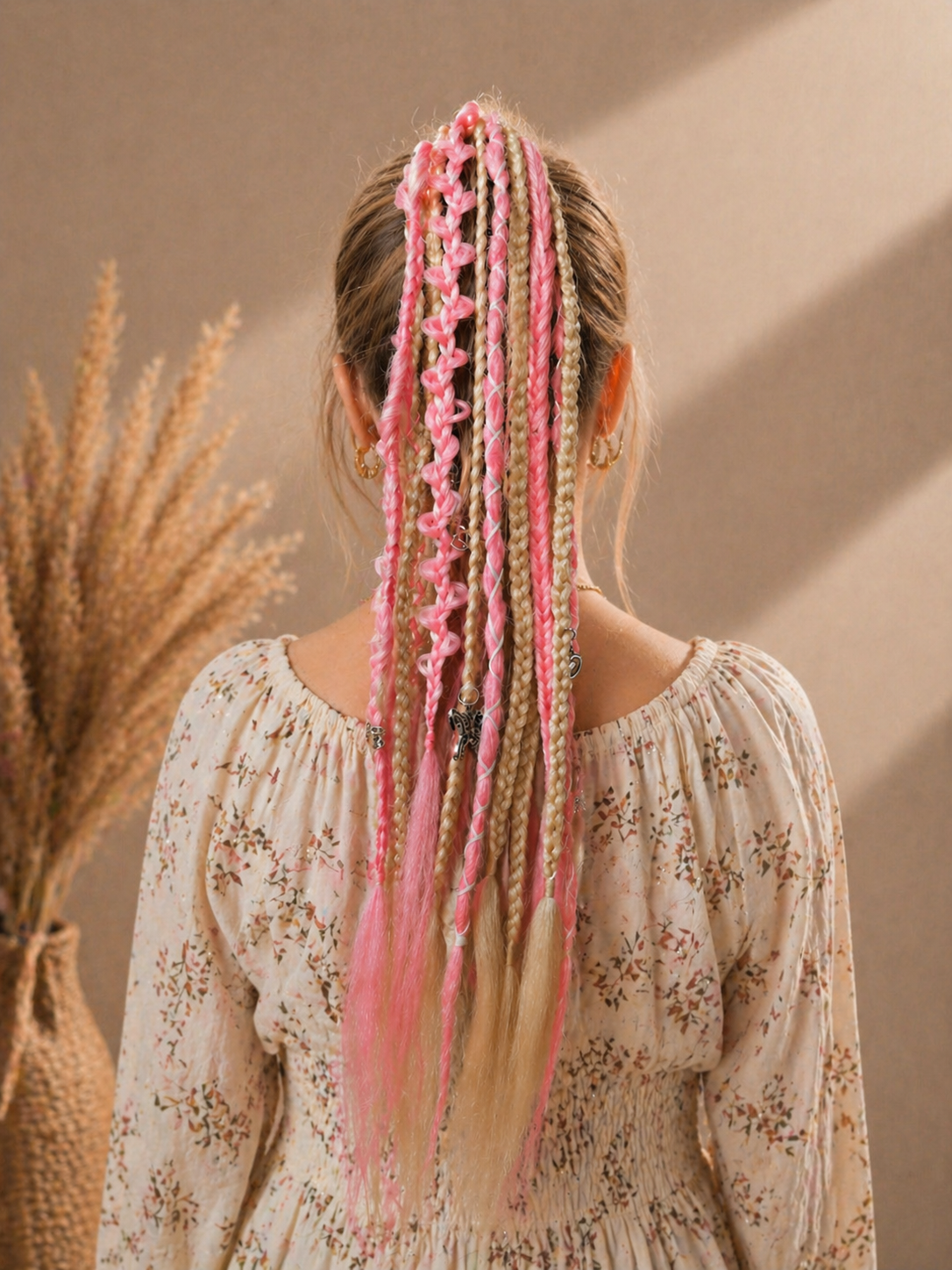 Pink Blonde Dreadlock Ponytail – Boho Synthetic Dreads Hair Extension