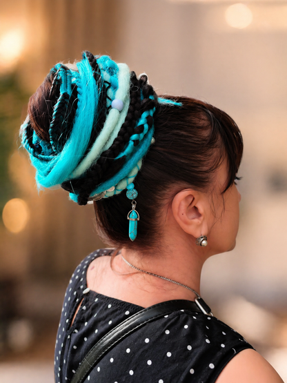 Turquoise Dread Ponytail – Boho Synthetic Dreads