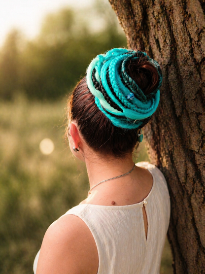Turquoise Dread Ponytail – Boho Synthetic Dreads