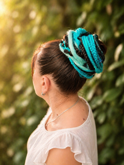 Turquoise Dread Ponytail – Boho Synthetic Dreads