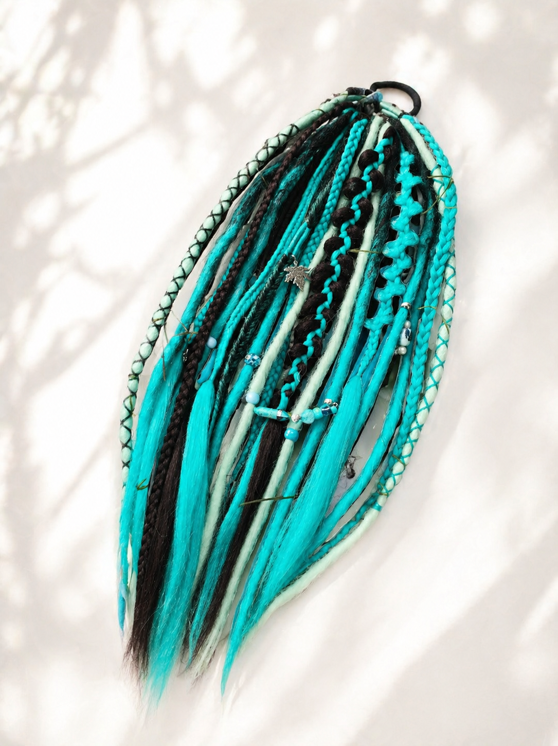 Turquoise Dread Ponytail – Boho Synthetic Dreads