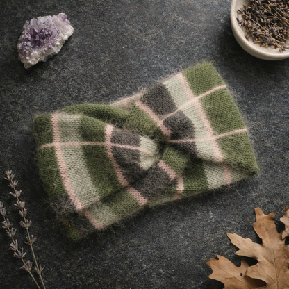Rosa Angora-Ohrwärmer - Handgestricktes Stirnband für den Winter