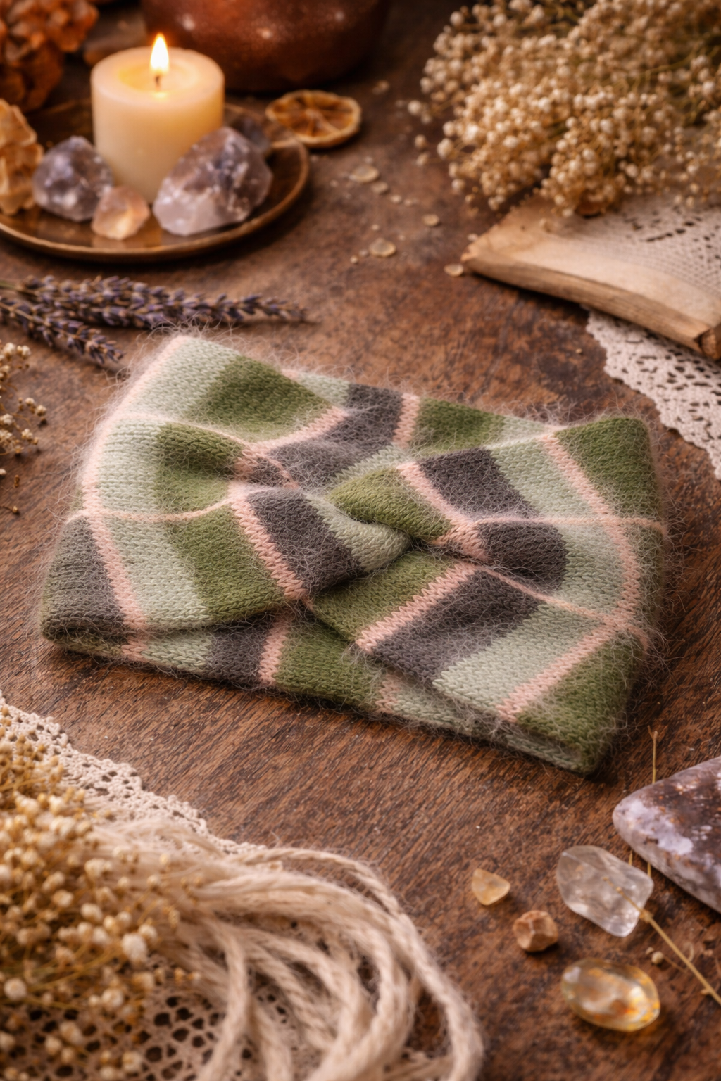 Rosa Angora-Ohrwärmer - Handgestricktes Stirnband für den Winter