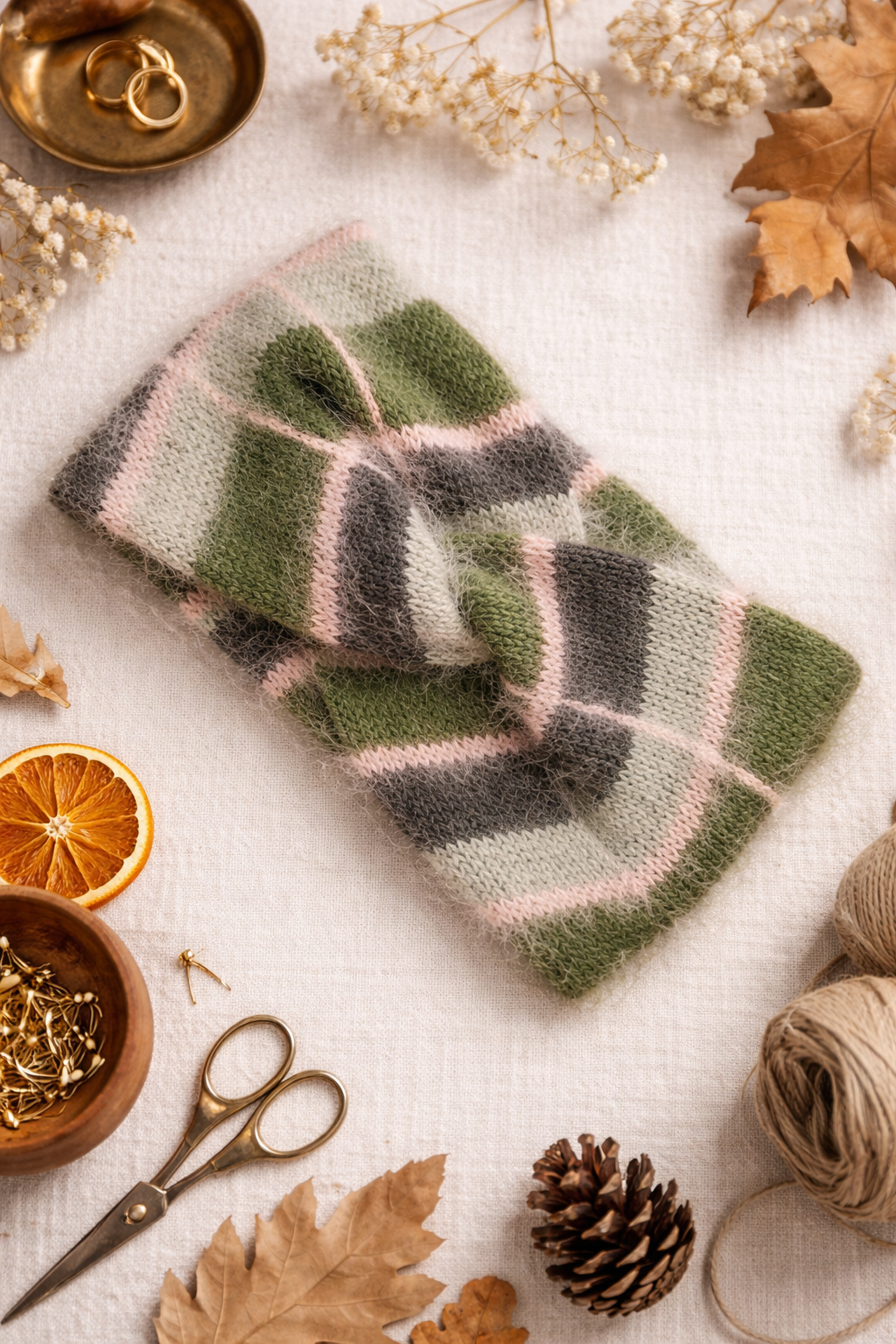 Rosa Angora-Ohrwärmer - Handgestricktes Stirnband für den Winter