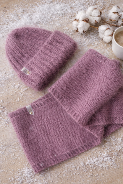 Staubrosa Angora-Mütze und Snood-Set – Kuscheliges handgemachtes Winterset