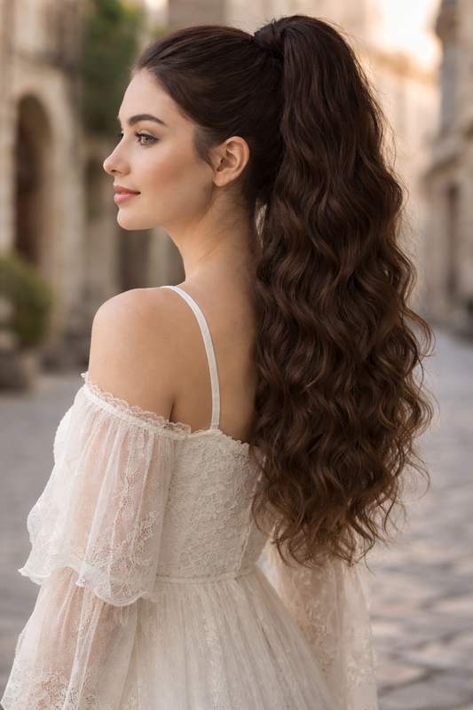 Brown Wavy Ponytail Extension – Dread Ponytail Style Hairpiece