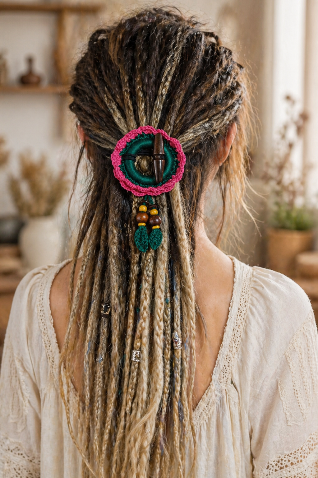 Boho Dread Ponytail – Synthetic Dreads Hairpiece