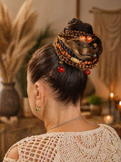 Forest Fake Dread Ponytail – Braun Grüne Dreadlock-Haarverlängerung an einem Gummiband