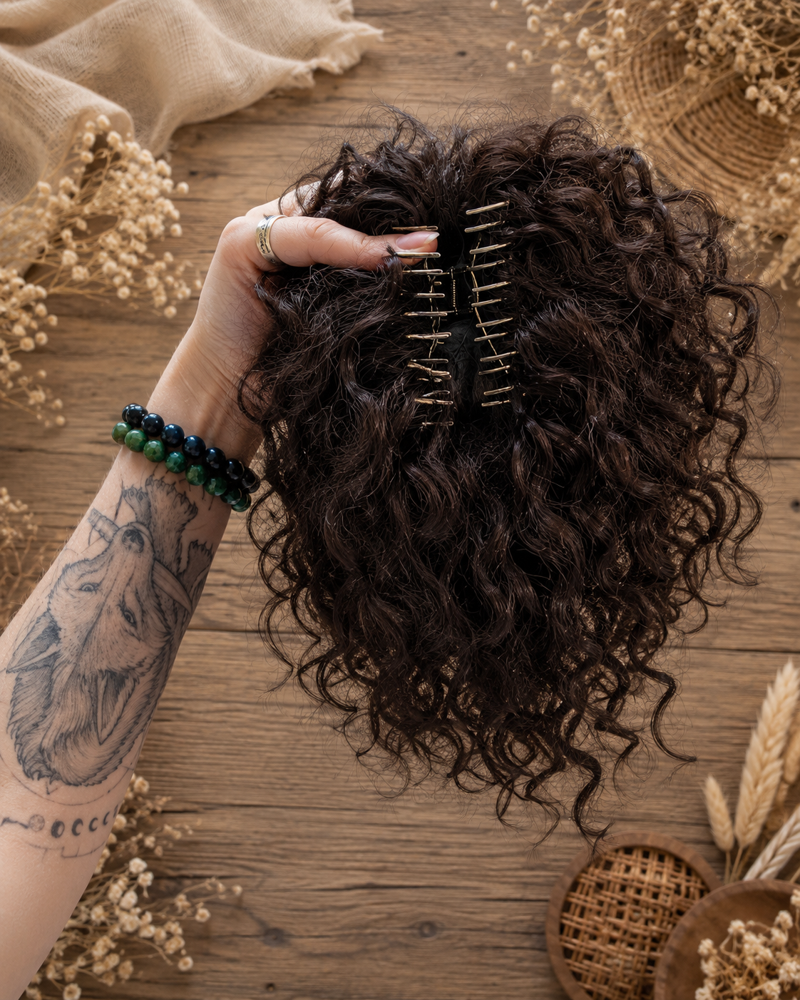Chocolate Brown Curly Ponytail Claw Clip Hairpiece