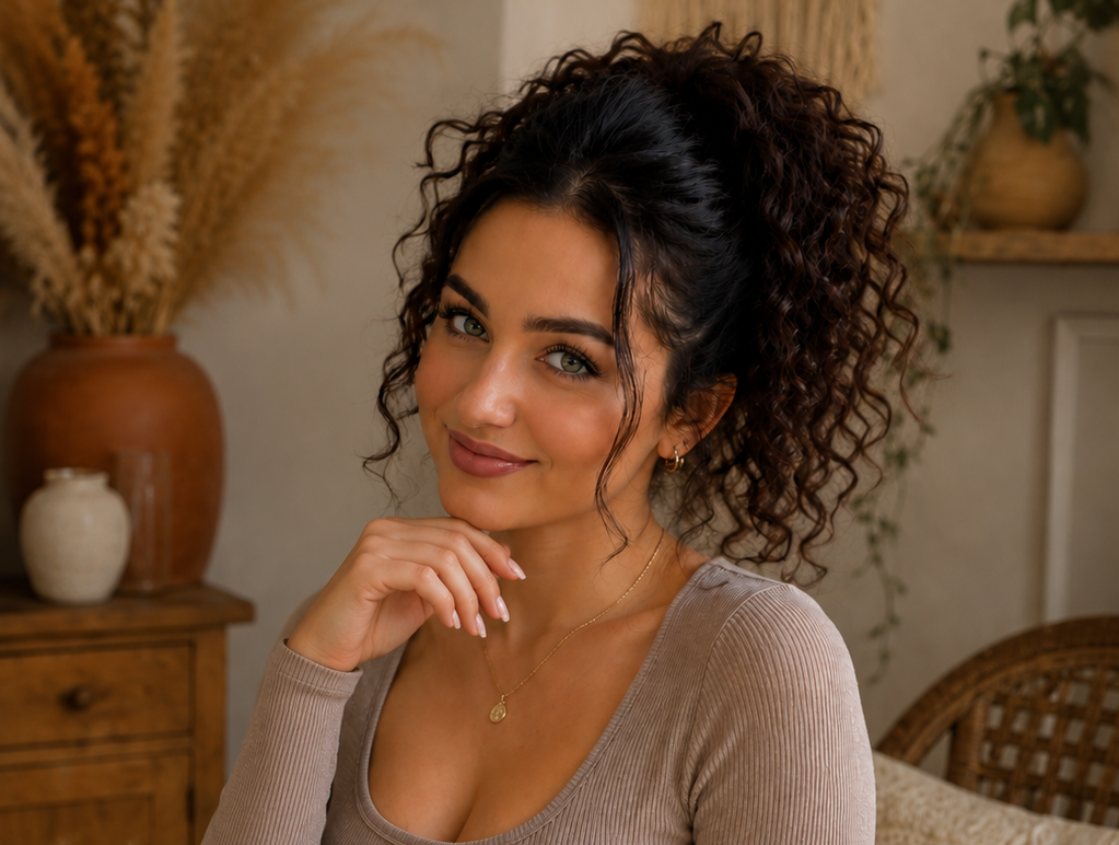 Chocolate Brown Curly Ponytail Claw Clip Hairpiece
