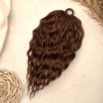 Forest Fake Dread Ponytail – Braun Grüne Dreadlock-Haarverlängerung an einem Gummiband