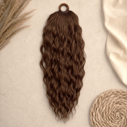 Forest Fake Dread Ponytail – Braun Grüne Dreadlock-Haarverlängerung an einem Gummiband