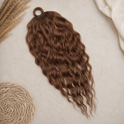 Forest Fake Dread Ponytail – Braun Grüne Dreadlock-Haarverlängerung an einem Gummiband