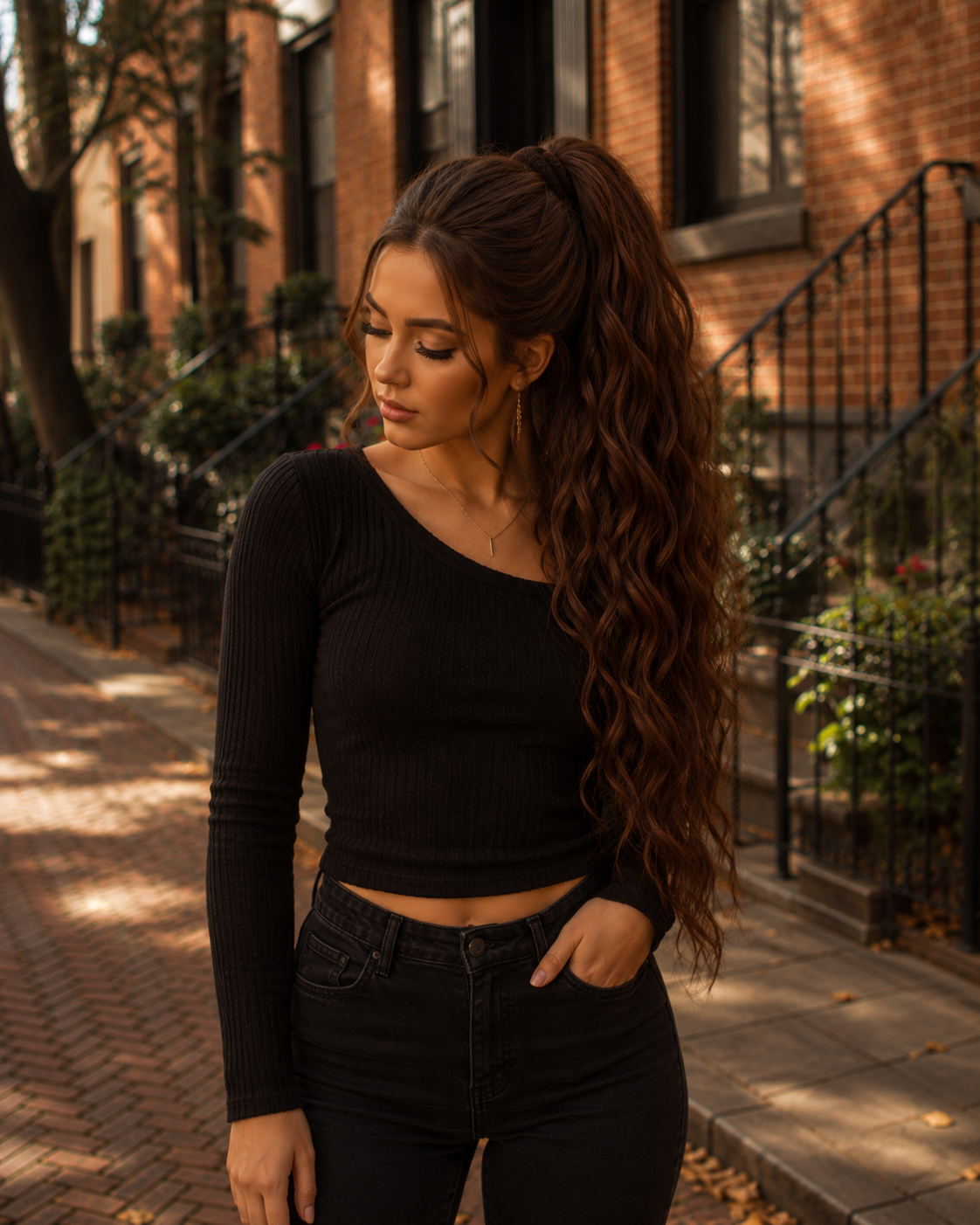 Forest Fake Dread Ponytail – Braun Grüne Dreadlock-Haarverlängerung an einem Gummiband