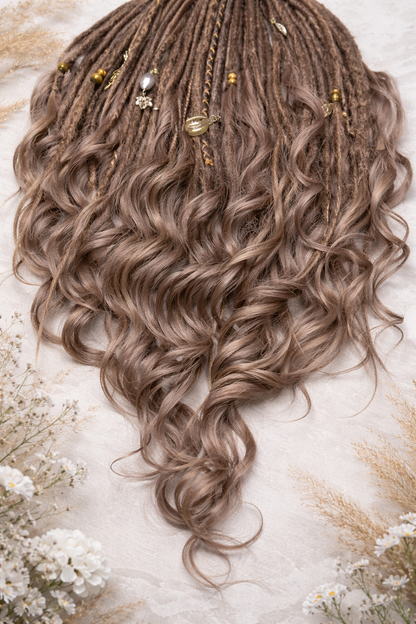 Light Brown Boho Dreadlock Extensions with Brushable Curls
