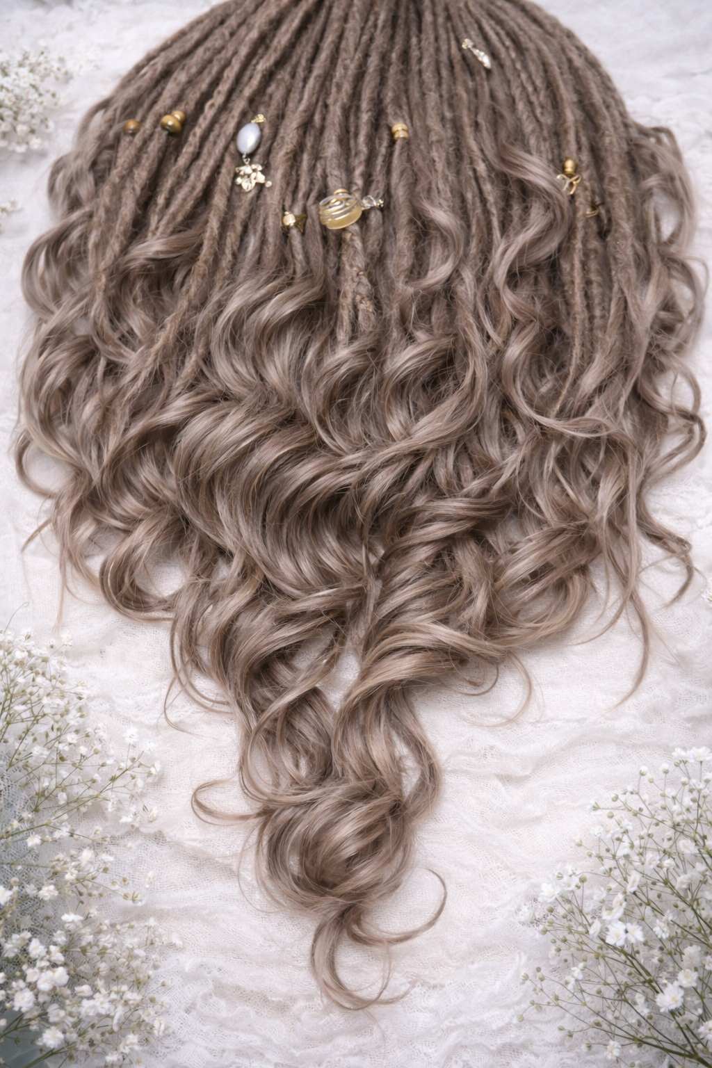 Light Brown Boho Dreadlock Extensions with Brushable Curls
