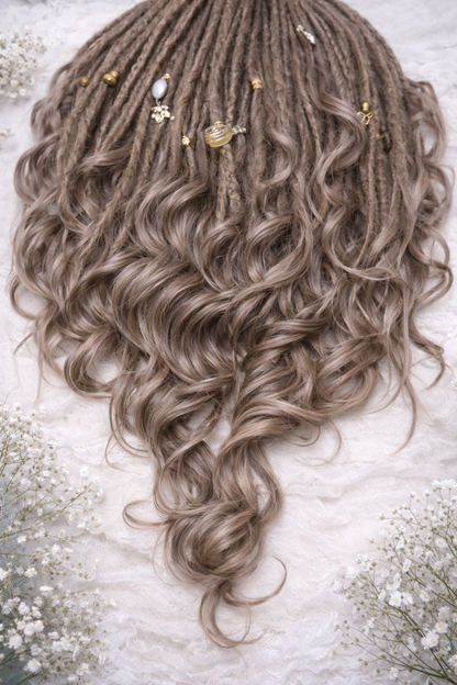 Light Brown Boho Dreadlock Extensions with Brushable Curls