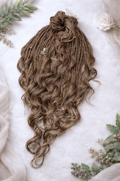 Light Brown Boho Dreadlock Extensions with Brushable Curls