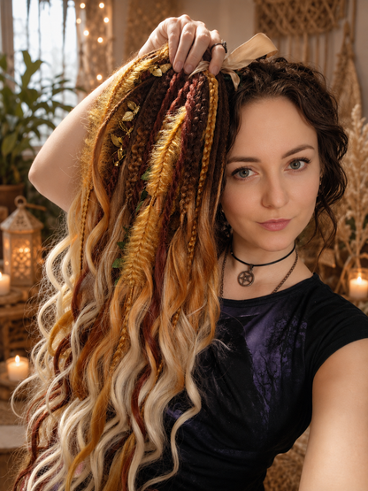 Soft Lightweight Boho Dreadlock Extensions – Natural Look Synthetic Dreads Copper Brown Mix