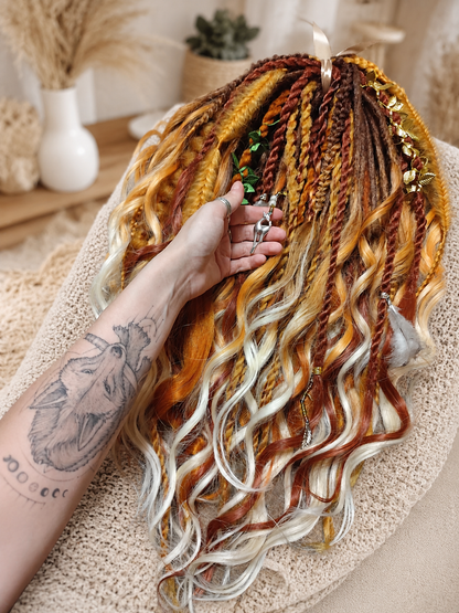 Soft Lightweight Boho Dreadlock Extensions – Natural Look Synthetic Dreads Copper Brown Mix
