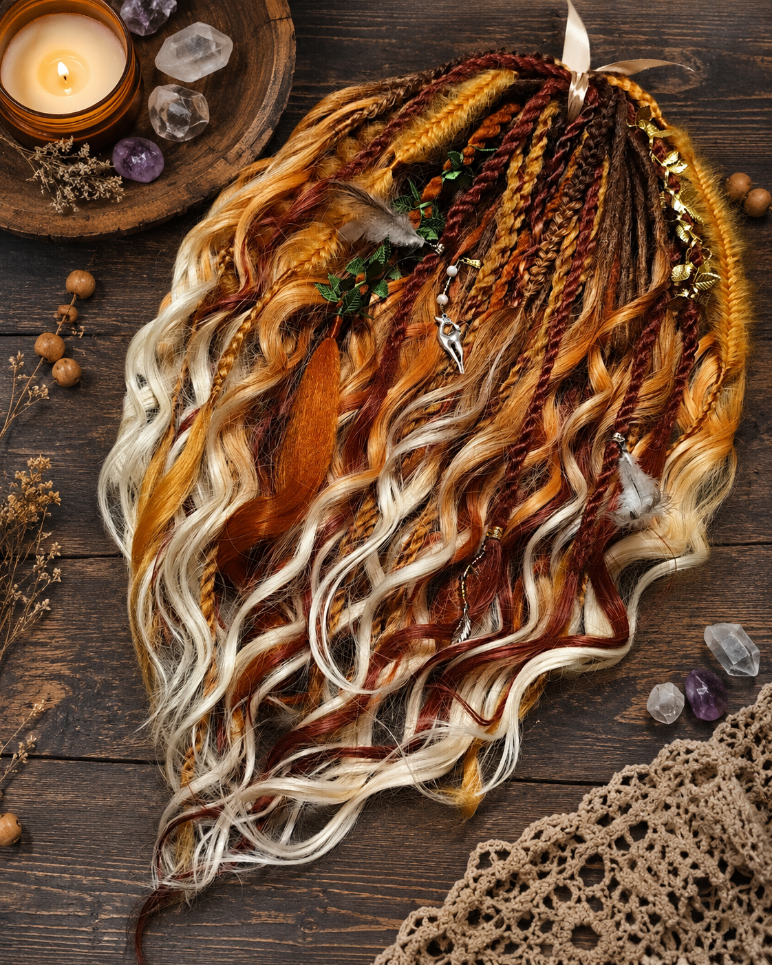 Soft Lightweight Boho Dreadlock Extensions – Natural Look Synthetic Dreads Copper Brown Mix