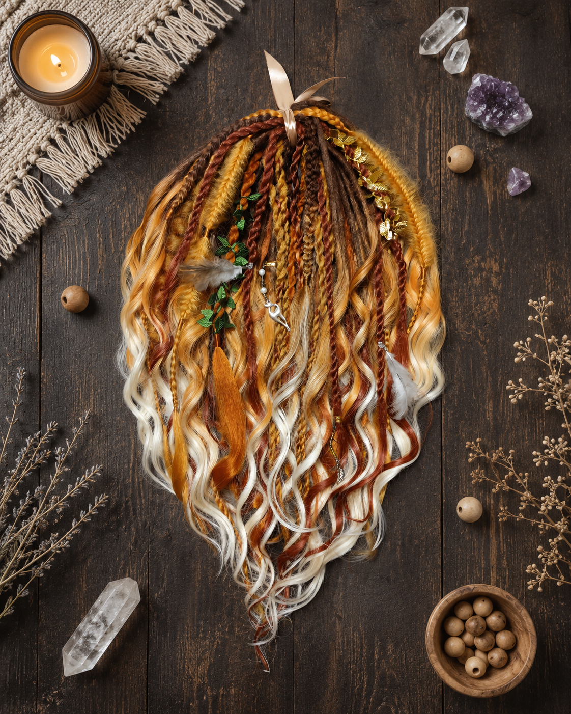 Soft Lightweight Boho Dreadlock Extensions – Natural Look Synthetic Dreads Copper Brown Mix