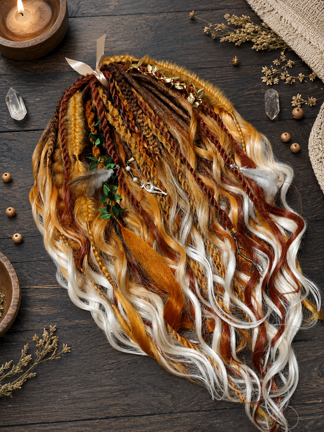 Soft Lightweight Boho Dreadlock Extensions – Natural Look Synthetic Dreads Copper Brown Mix
