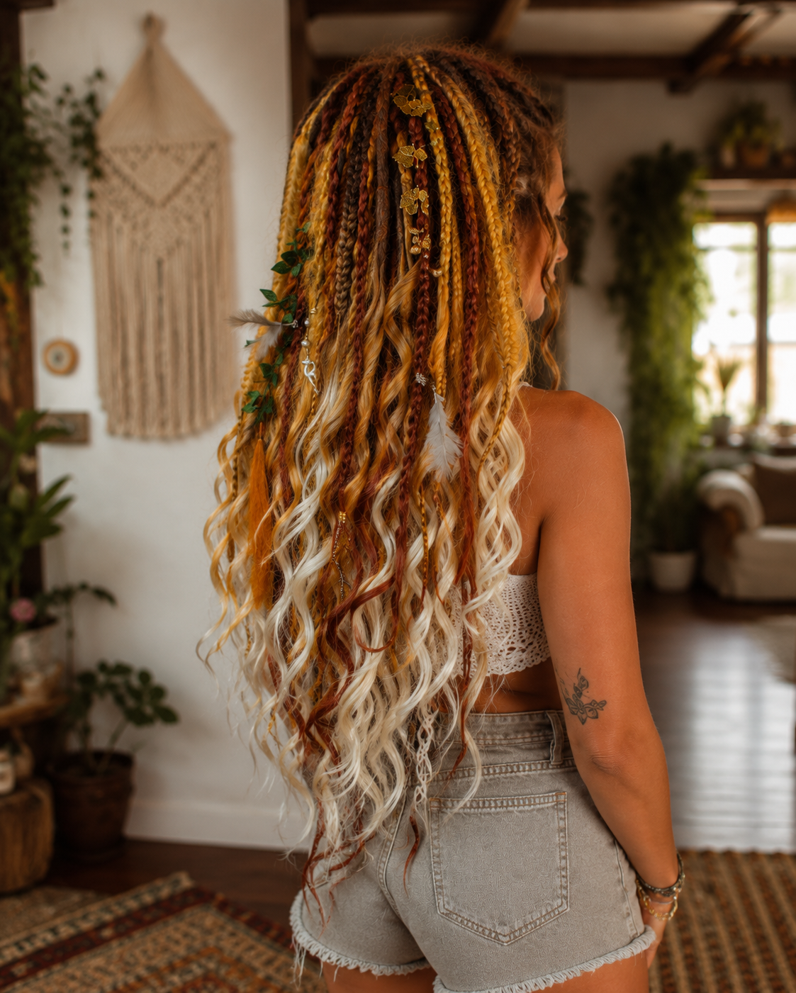 Soft Lightweight Boho Dreadlock Extensions – Natural Look Synthetic Dreads Copper Brown Mix