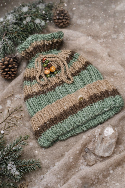 Green Dreadlock Beanie – Boho Hat for Dreads, Cozy Winter Headwear