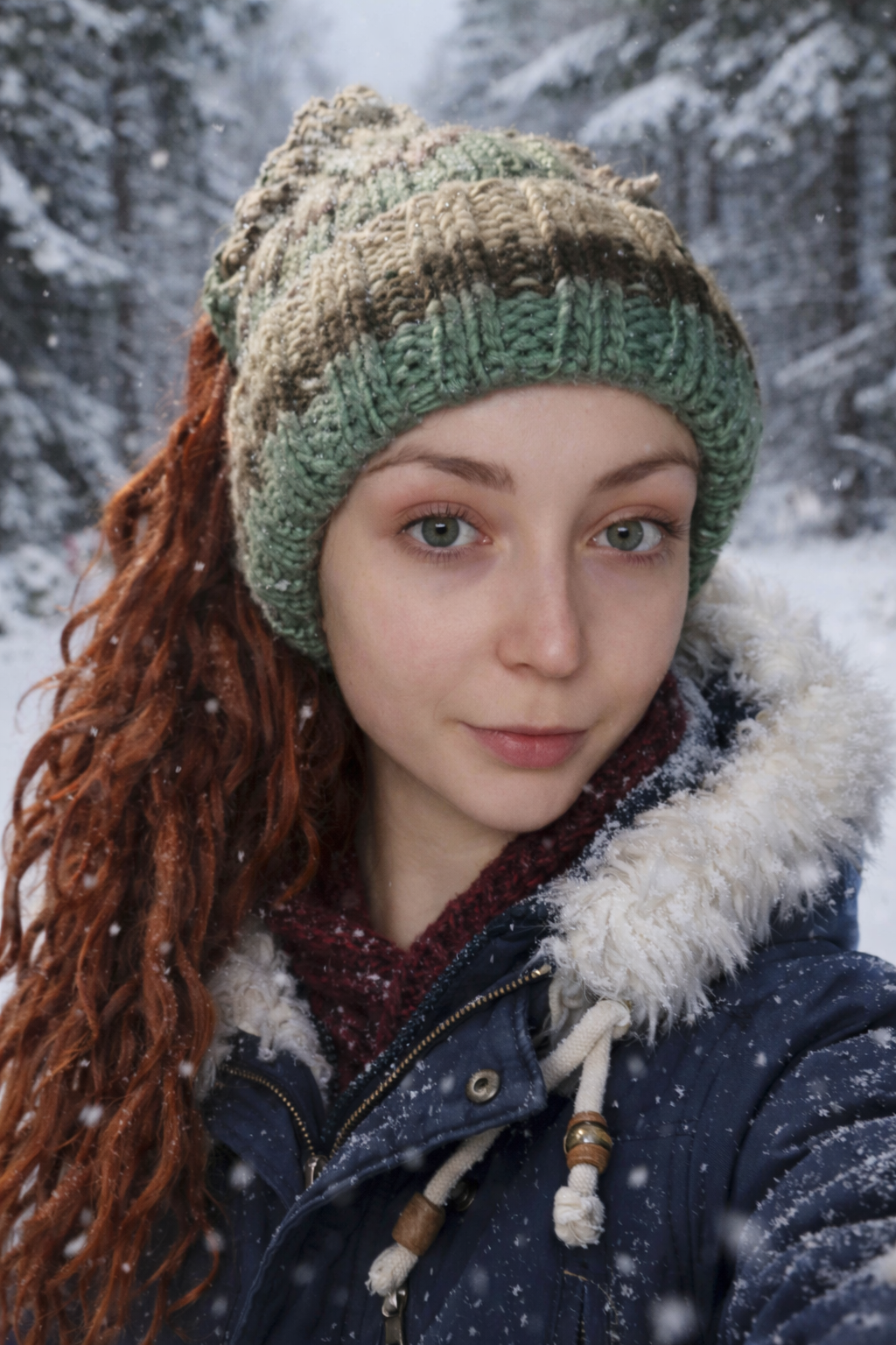Green Dreadlock Beanie – Boho Hat for Dreads, Cozy Winter Headwear