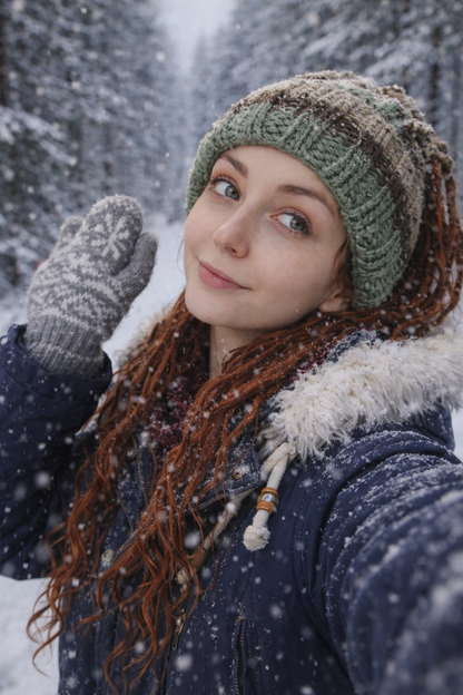 Green Dreadlock Beanie – Boho Hat for Dreads, Cozy Winter Headwear