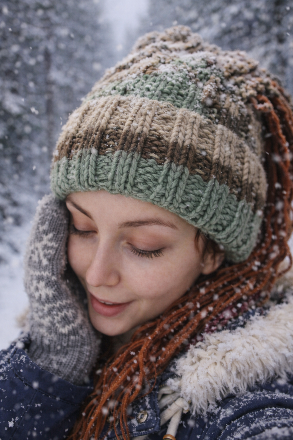 Green Dreadlock Beanie – Boho Hat for Dreads, Cozy Winter Headwear