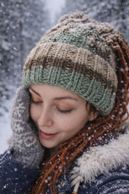 Green Dreadlock Beanie – Boho Hat for Dreads, Cozy Winter Headwear