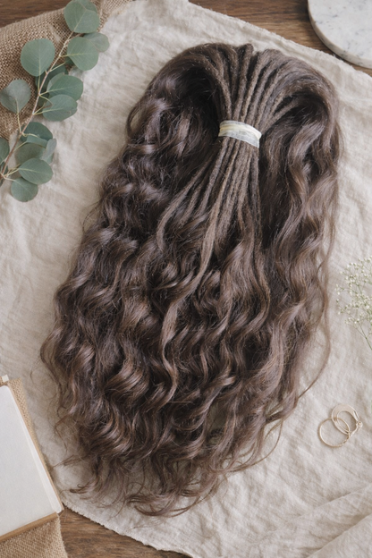 Brushable Wavy Hair Extension with Hidden Dread Base – Natural Brown 60 cm